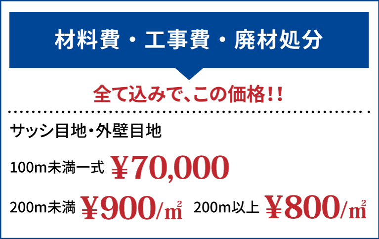 目地打ち替え 材料費・工事費・廃材処分